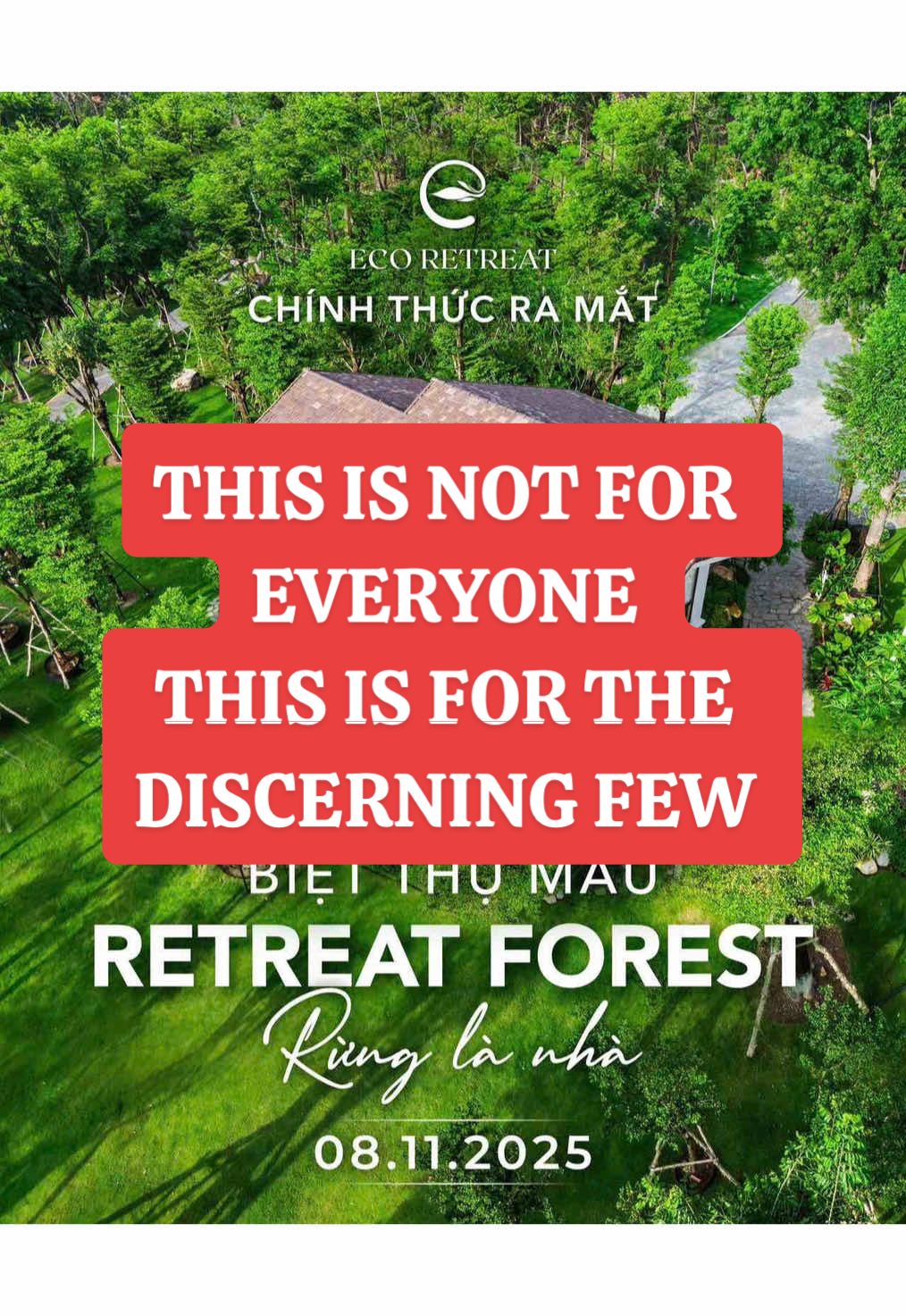 This is not for everyone. This is for the discerning few. Introducing the Retreat Forest Villa – a masterpiece of design hidden in its own private jungle. This is a rare opportunity to own an exclusive sanctuary. Visit us and find your perfect long-term home in Vietnam. #RetreatForest #EcoRetreat #ExclusiveLiving #VietnamExpat #LuxuryRealEstate  