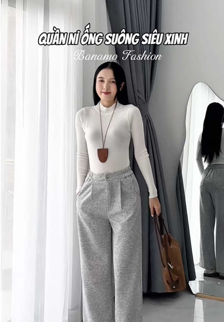 Form quần không dễ nhăn đâu nha #banamofashion #xuhuong #quansuong #quanni 