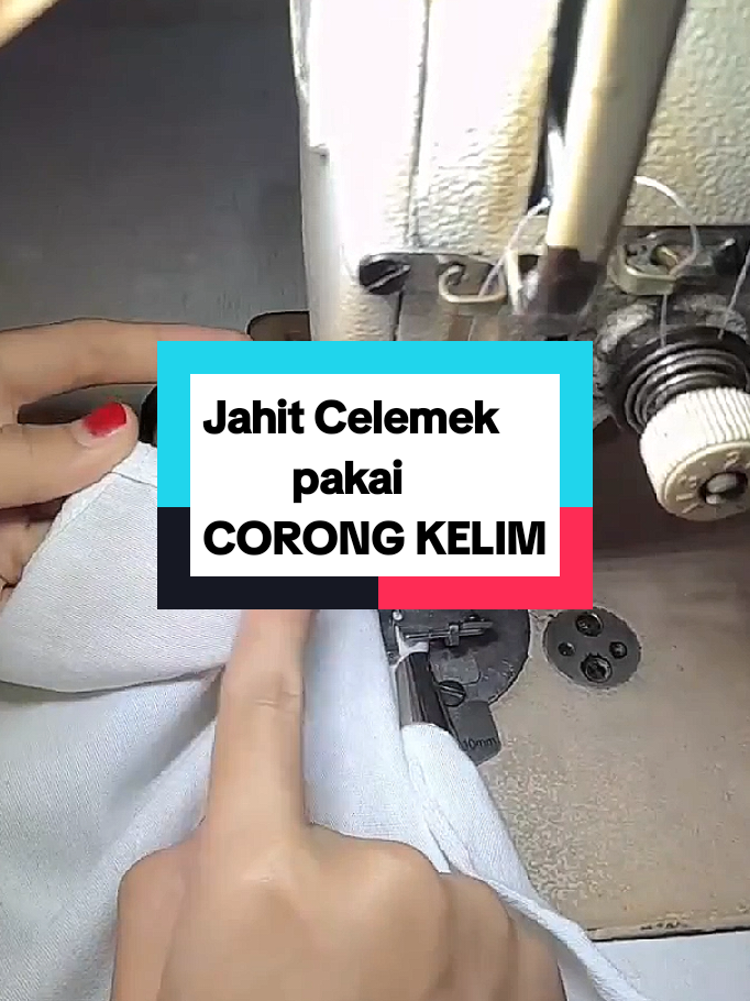 Jahit celemek pakai corong kelim. tebak aku pakai ukuran berapa? 😍 #corongkelim #belajarmenjahit #penjahitpemula #tiktoklive #livehighlights 