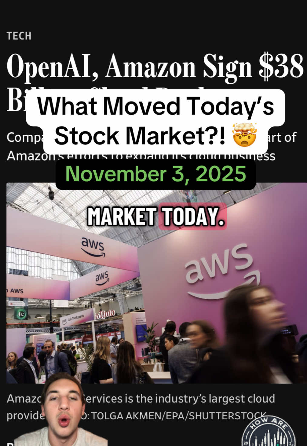 Amazon just made a $38B deal with OpenAI 📈📈 Kimberly-Clark is buying Kenview for $40B 💊 Palantir beat earnings expectations, and more big names like AMD, Coinbase, Robinhood report this week 💰 — #StockMarket #MarketUpdate #Amazon #OpenAI #Investing