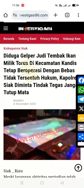 Diduga Gelper Judi Tembak Ikan Milik Torus Di Kecamatan Kandis Tetap Beroperasi Dengan Bebas Tidak Tersentuh Hukum, Kapolres Siak Diminta Tindak Tegas Jangan Tutup Mata @presiden Prabowo 🇮🇩 @Kapolri Indonesia @Div Propam Polri @MABES TNI @BARESKRIM POLRI @SATRESKRIM POLRES DUMAI @Herry Heryawan @DirreskrimsusPoldaRiau  #tiktok #fyppppppppppppppppppppppp #tiktokviral 