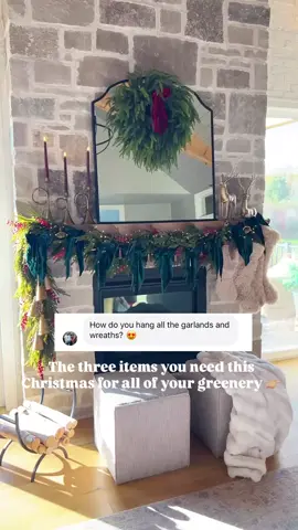 The three things you'll need for no fail hanging wreaths and garlands! 1. I use these suction hooks inside and out and they are so good! They have survived both Florida and Wisconsin weather. 2. The strongest adhesive hooks that will actually hold your garland. At the end of the season just use a blow dryer on high heat and the adhesive will simply lift right off with no damage! 3. Floral wire - I use this to hold multiple garlands together. You can also use this to wrap around the garland and then the hooks I shared above! Comment CHRISTMAS below for a to everything I use + my favorite affordable garlands + wreaths! How to hang Christmas garland Christmas garland Christmas mantel decor Christmas mantle decor Christmas decorating Christmas decor ideas