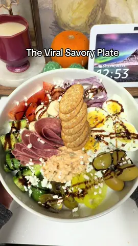 Creating the viral savory plate for lunch with stuff I had in the kitchen. Will you try it? #savorysnack #lunch #lunchideas #girldinner #viral 