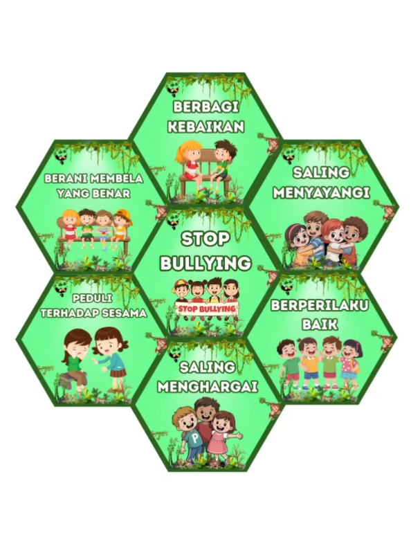 “🍃🌿 Di hutan yang damai, semua makhluk hidup berdampingan tanpa saling menyakiti. 🦌✨ Begitu juga di kelas kita — setiap anak berharga, setiap teman istimewa 💚🌼 Hiasan kelas Stop Bullying Tema Hutan ini membawa pesan lembut penuh makna 🌳 Dengan desain estetik berwarna hijau alami, dihiasi hewan hutan lucu yang menebar kedamaian 🐿️🦋 💾 Cukup download – print – tempel, kelas langsung terasa teduh, positif, dan hangat 💫 Yuk ciptakan “hutan kebaikan” di kelas, tempat semua anak tumbuh bersama 🌿💚” #fyp #dekorasikelas #hiasankelas #poster #antibullying 