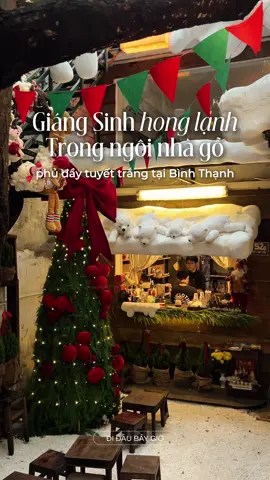 Quán cafe hidden cực chill vừa decor Giáng Sinh đẹp tựa ngôi nhà gỗ phủ đầy tuyết trắng tại Bình Thạnh 🎄 #didaubaygio #didaubaygio2024 #nhataocafe #giangsinh #christmas 