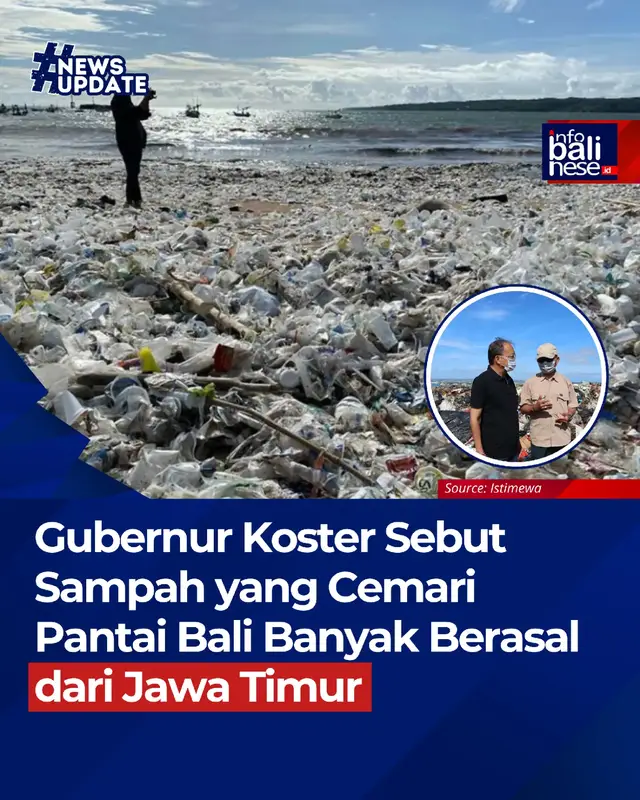 Gubernur Koster: Sampah yang Cemari Pantai Bali Banyak Berasal dari Jawa Timur .  Gubernur Bali I Wayan Koster mengungkapkan bahwa sebagian besar sampah yang mencemari pantai-pantai di Bali bukan sepenuhnya berasal dari aktivitas masyarakat lokal, melainkan kiriman dari luar daerah, khususnya dari Jawa Timur, serta sebagian dari Sumatera, Kalimantan, dan Sulawesi. Hal itu disampaikan Koster saat apel kesiapan penanganan sampah di Baruna Shelter, Pantai Kuta, Kabupaten Badung, pada Minggu (2/11/2025). “Setiap tahun, di musim hujan lebat, Bali tidak hanya kotor karena sampah yang kita hasilkan sendiri, tetapi juga kedatangan sampah kiriman dari luar daerah. Ini sudah menjadi siklus tahunan, khususnya antara Desember hingga Februari,” ujar Koster. Menurutnya, arus laut selama musim penghujan menjadi faktor utama yang membawa material sampah dari wilayah lain menuju perairan selatan Bali. Akibatnya, pantai-pantai seperti Kuta, Legian, dan Seminyak sering kali menjadi titik penumpukan sampah kiriman setiap awal tahun. Apel siaga ini disebut Koster sebagai langkah antisipatif pertama di Bali dalam menghadapi fenomena tersebut. Pemerintah Provinsi Bali bersama Pemkab Badung dan instansi terkait akan memperkuat koordinasi dan menyiagakan personel kebersihan serta peralatan pendukung di sejumlah pantai prioritas. Koster juga menegaskan bahwa upaya penanganan sampah kiriman tidak hanya dilakukan dengan pembersihan rutin, tetapi juga melalui edukasi dan kerja sama lintas daerah, mengingat persoalan ini melibatkan arus laut lintas provinsi. .  .  ≠========================≠ Follow: @infobalinese.id Follow: @infobalinese.id Follow: @infobalinese.id ≠========================≠ .  Sumber: via kompas   .  .  🎥:  .  📷:  .  📰:  .  . #infobali #baliindonesia #sampah  #bali #indonesia      