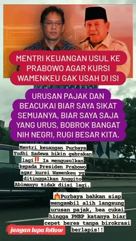 urusan pajak dan bea cukai akan disikat Purbaya #menkeupurbaya #fypシ゚ #beritapolitik #beritaterkini #indonesiamaju 