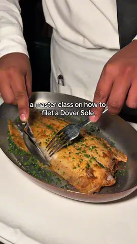 a master class on how to  filet a Dover Sole - tableside presentation at @Baltaire in Brentwood, Los Angeles CA 