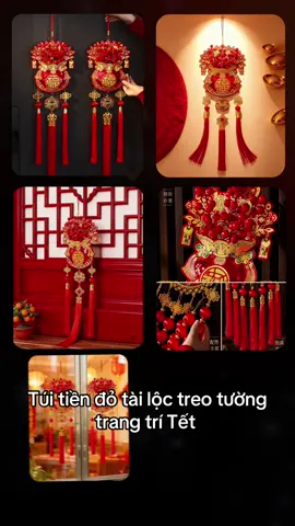 Túi tiền đỏ tài lộc treo tường trang trí Tết #xuhuongtiktok #trangtritet #tet #decortet 