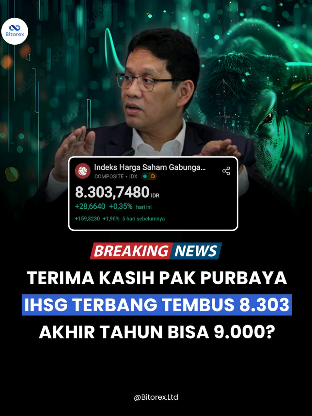 #CapCut EKONOMI RI MENGGILA! IHSG TEMBUS 8.303, SURPLUS DAGANG 65 BULAN NON-STOP! ​ Kabar BREAKING NEWS dari pasar dan perdagangan Indonesia! ​PASAR SAHAM: Indeks Harga Saham Gabungan (IHSG) terbang tinggi, berhasil menyentuh level 8.303,7480! Hari ini naik +0,35%. Pertanyaan besar: Mungkinkah akhir tahun tembus 9.000? Investor optimis! ​PERDAGANGAN INTERNASIONAL: Neraca Perdagangan Indonesia mencatat rekor luar biasa, yaitu surplus selama 65 bulan tanpa henti! Tren surplus ini membuktikan ketahanan ekonomi RI di tengah gejolak global. ​Dampak kebijakan dan stabilitas ekonomi terlihat jelas dari lonjakan IHSG dan surplus dagang yang konsisten. Terima kasih kepada pihak-pihak yang berkontribusi #Saham #mscindonesia #ihsghijau #BEI 