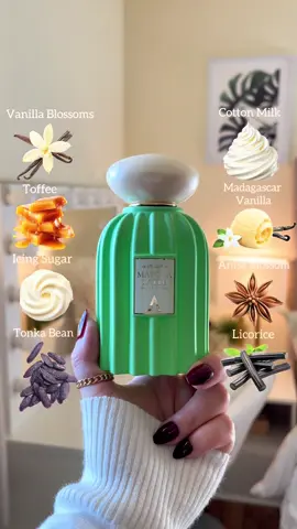 Matcha Latte🍵🥛🧁@ATRALIA PERFUMES USA  New Arabian Perfume Gourmand🧁  Smells like creamy sweet vanilla with spiced matcha green tea that makes the fragrance to feel very warm comforting & cozy 🍵🤍✨   🍵🥛Top Notes: Vanilla Blossoms, Cotton Milk, Anise Blossoms 🍵🧁Middle Notes: Icing Sugar, Toffee, Licorice 🍵🤍Base Notes: Madagascar Vanilla, Tonka Beans, Musk   Click the orange cart to shop!🛍️  #matchalatteperfume#atralia#perfumetiktok#newperfume#gourmandperfume 
