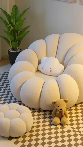 Ang lambot, ang comfy. Perfect spot para magpahinga after a long day. cream chair lazy pumpkin bean bag tatami #LazySofa + #PumpkinStool ultimate cozy corner #tatami #cloudchair #cozysofa 