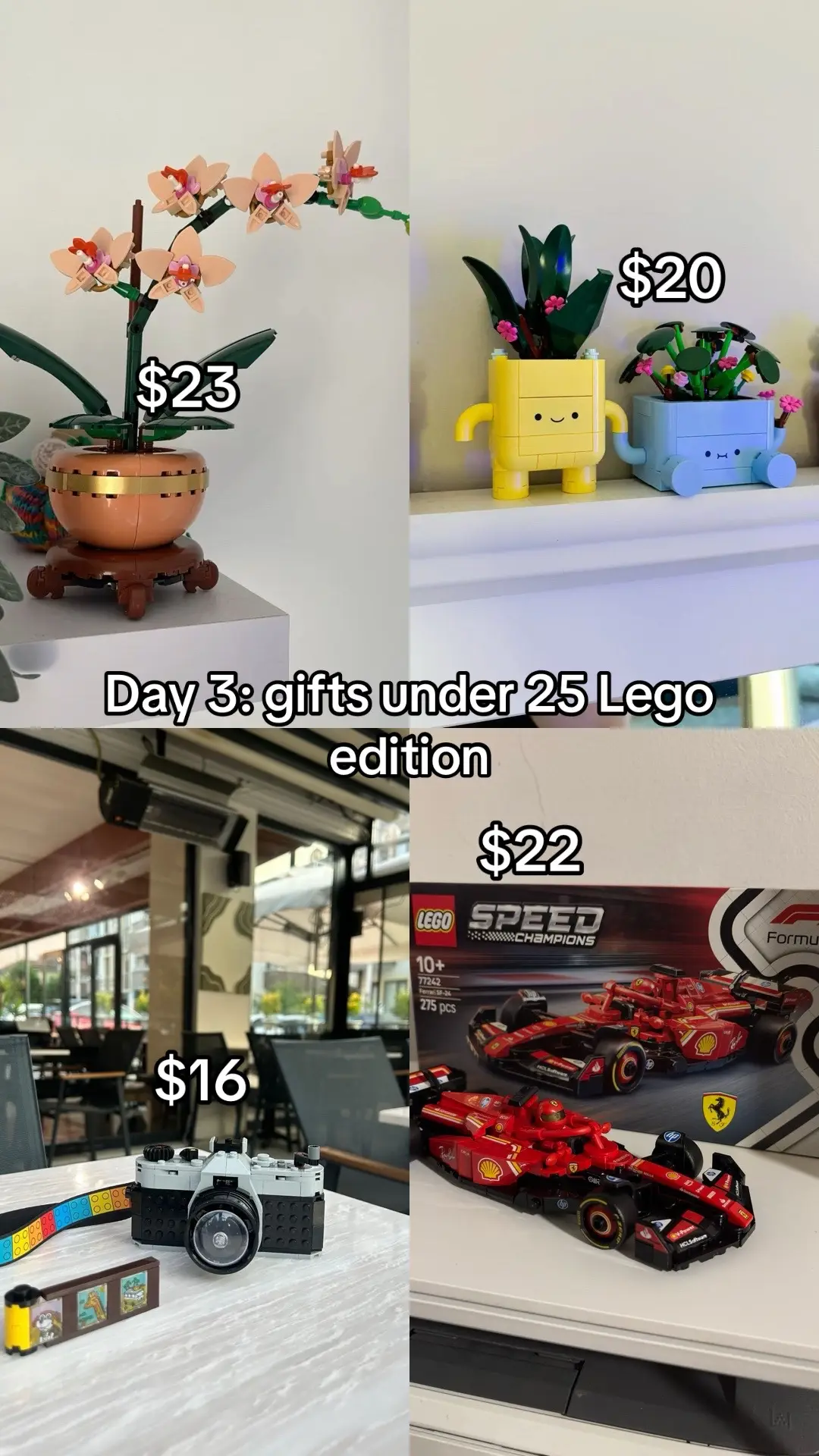 Brick by brick 🧱  Links: Lego orchid $23 https://a.co/d/eSx0K5m Lego botanicals $20 https://a.co/d/2iFTZSG Lego f1 car Ferrari  $22 https://a.co/d/6rS6o4H Lego 3 in 1 retro camera $16 https://a.co/d/fQkyR9r #giftideas #giftsunder25 #affordablegifts #gifting #christmasshopping 