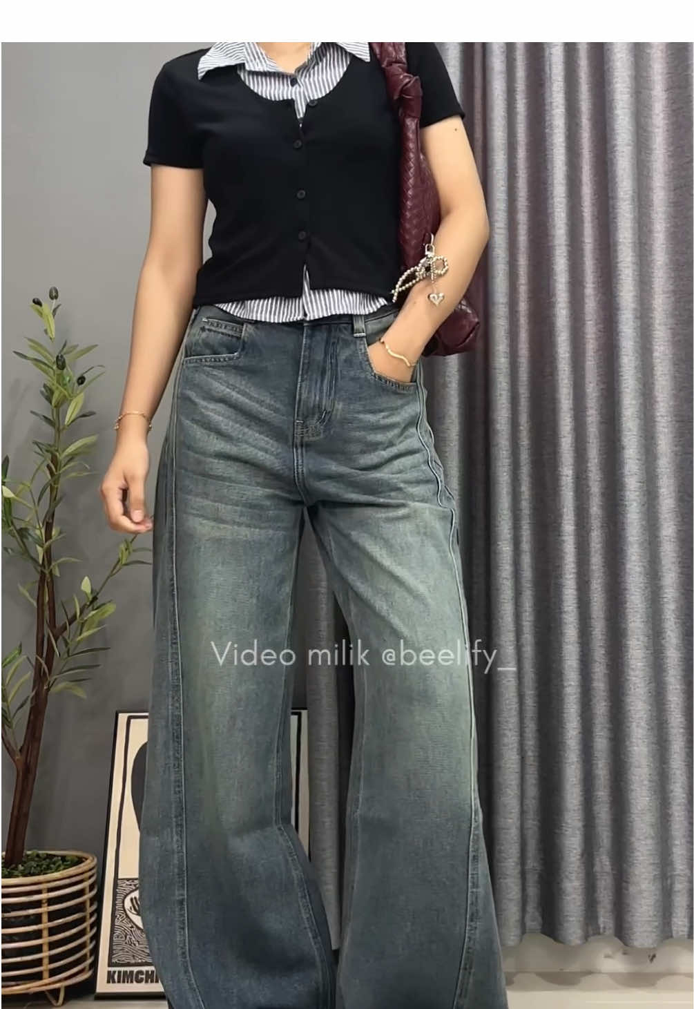 Rekomendasi celana wideleg jeans gombrong cakep banget 🥹😍 #widelegjeans #celanagombrong #celanajeans #jeanswideleg 