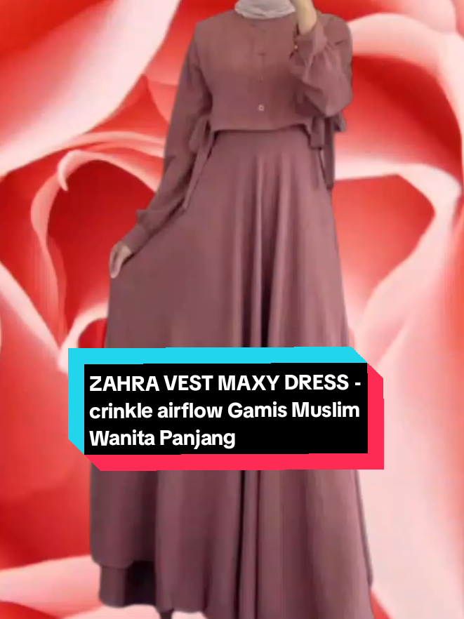 ZAHRA VEST MAXY DRESS - crinkle airflow Gamis Muslim Wanita Panjang Hitam Maxi #dress #dresmurah #dresmuslimah #dresmodern #drescantik 