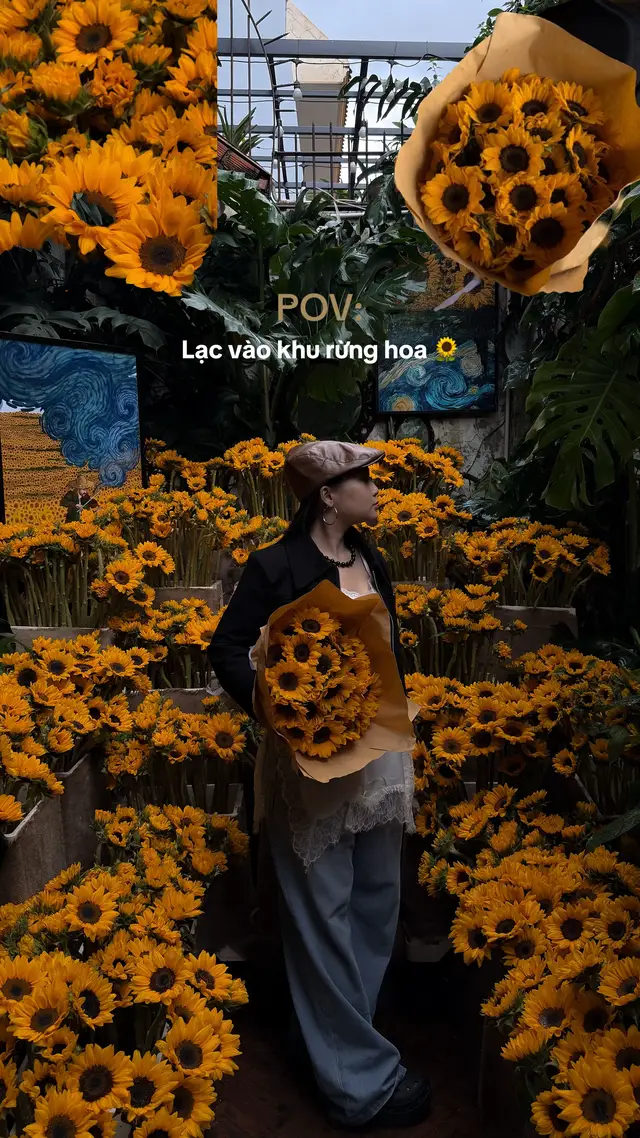 lạc vào khu rừng hoa 🌻 #hoahuongduong #cafesaigon 