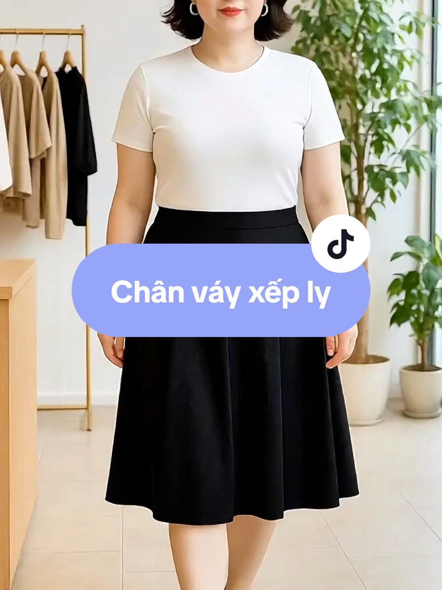 Chân váy cạp cao, che khuyết điểm tốt, dễ phối đồ lắm cả nhà#chanvay #dotrungnien #bigsize #thoitrangtrungnien #xuhuong 