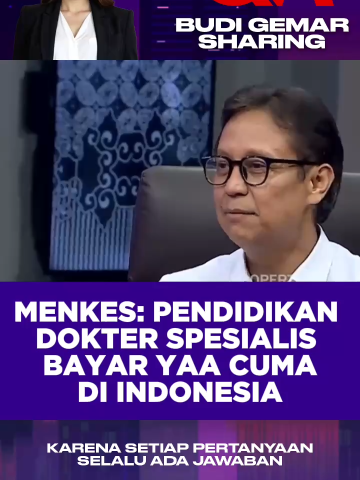 Fakta baru lagi aja nih dari Pak Menkes Budi. Ternyata dokter yang ikutan pendidikan dokter spesialis itu bayar, yaa cuma di Indonesia. Kalau begini, pantes aja dokter spesialis di Indonesia cuma sedikit yaa 😢 Saksikan #QNAMETROTV 'BUDI GEMAR SHARING' di YouTube Channel #MetroTV Link: https://www.youtube.com/watch?v=9tSZTnTeFqU #Kemenkes #BudiGunadiSadikin #BudiGemarSharing