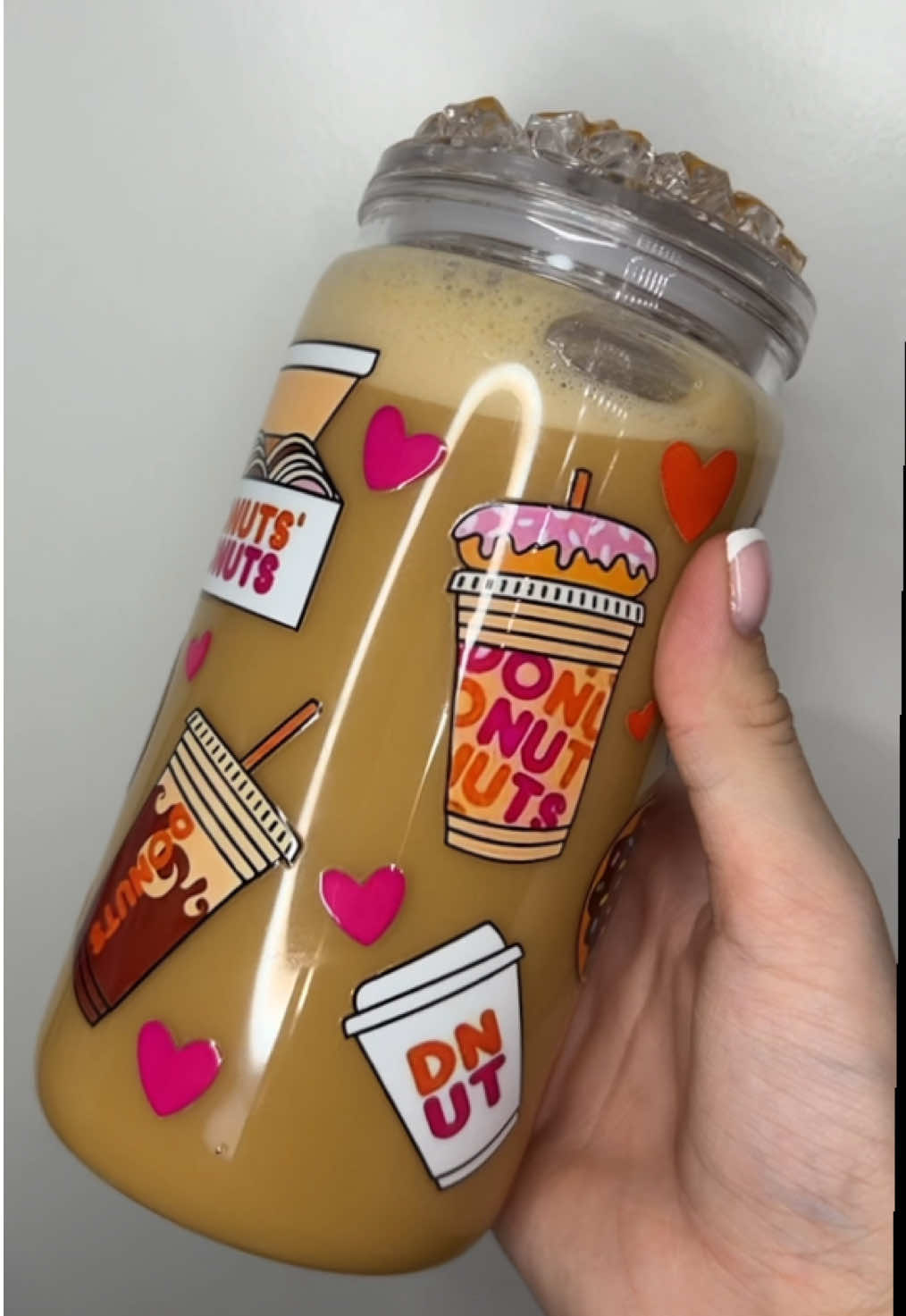 Iced coffee snowglobe tumbler 🩷🍩 #snowglobetumbler #foryoupage #coffee #dunkin #SmallBusiness 