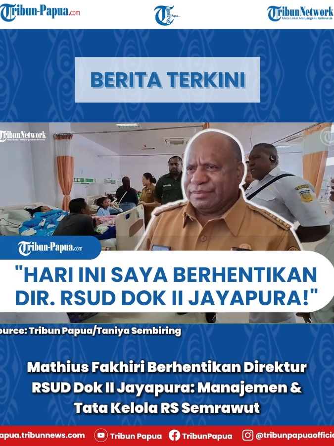 Gubernur Papua, Mathius Fakhiri inspeksi mendadak (sidak) ke Rumah Sakit Umum Daerah (RSUD) Dok II Jayapura, Selasa (4/11/2025) pagi. Ia menemukan 'kekacauan' pelayanan dan manajemen di RSUD milik pemerintah daerah itu. Dalam kunjungannya, Fakhiri menegaskan pentingnya peningkatan pelayanan kesehatan sebagai fondasi utama pembangunan sumber daya manusia di tanah Papua. “Sumber daya manusia itu berawal dari kesehatan. Kalau kesehatan baik, akan lahir generasi muda Papua yang cerdas, pintar, dan sehat untuk membawa tanah Papua lebih maju ke depan,” ujar Fakhiri kepada sejumlah wartawan, usai sidak. Menurutnya, selama ini banyak layanan kesehatan belum terjangkau dengan baik bukan karena kekurangan tenaga medis, melainkan karena manajemen dan tata kelola rumah sakit yang semrawut. “Makanya saya datang ke Dok II, karena rumah sakit ini adalah simbol pelayanan kesehatan di Papua.