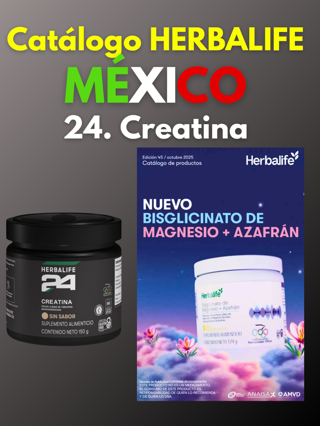Catálogo HERBALIFE México Producto Número 24 CREATINA Si entrenas en el gym, corres, haces CrossFit, powerlifting o cualquier deporte de alta intensidad, esto es para ti. Creatina de Herbalife24 con certificado NSF for Sport - el mismo estándar que usan atletas profesionales y equipos olímpicos para competir sin riesgos. ¿Buscas aumentar fuerza, ganar masa muscular, mejorar tu rendimiento deportivo o recuperarte más rápido entre series? 5 gramos de creatina monohidratada pura por porción.  Sin rellenos.  Sin contaminantes. Ideal para: fisiculturistas, runners, nadadores, ciclistas, luchadores, boxeadores, atletas amateur y profesionales que entrenan en serio y buscan suplementos deportivos de calidad certificada. Te recomiendo adquirir membresía en MyHerbalife.com (25% descuento). #SuplementosDeportivos  #Creatina  #Herbalife24  #Jesucristo  #CristoVive 