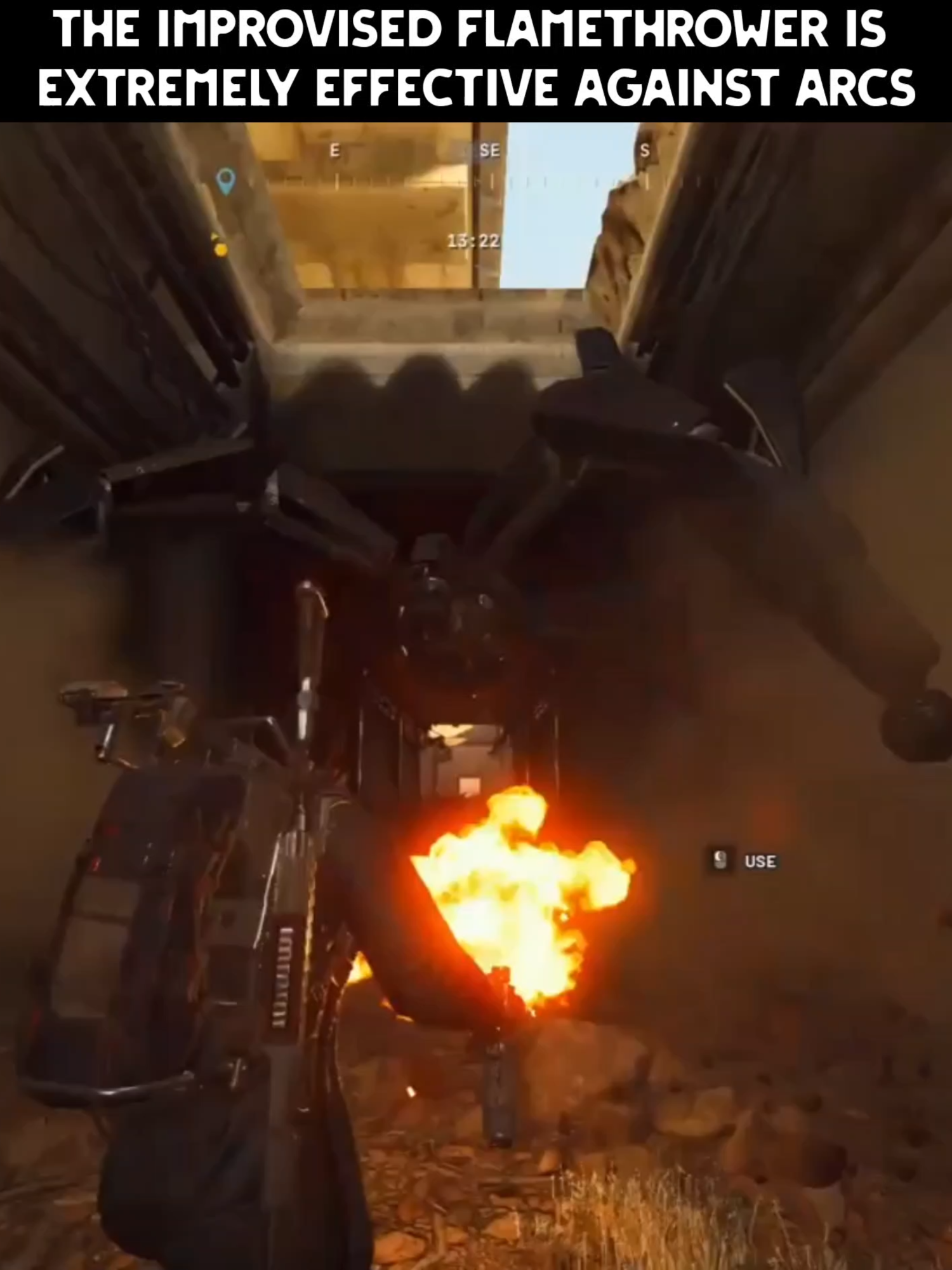 The improvised framethower is effective against arcs #arcraiders #arcraidersgame #arcraidersgameplay