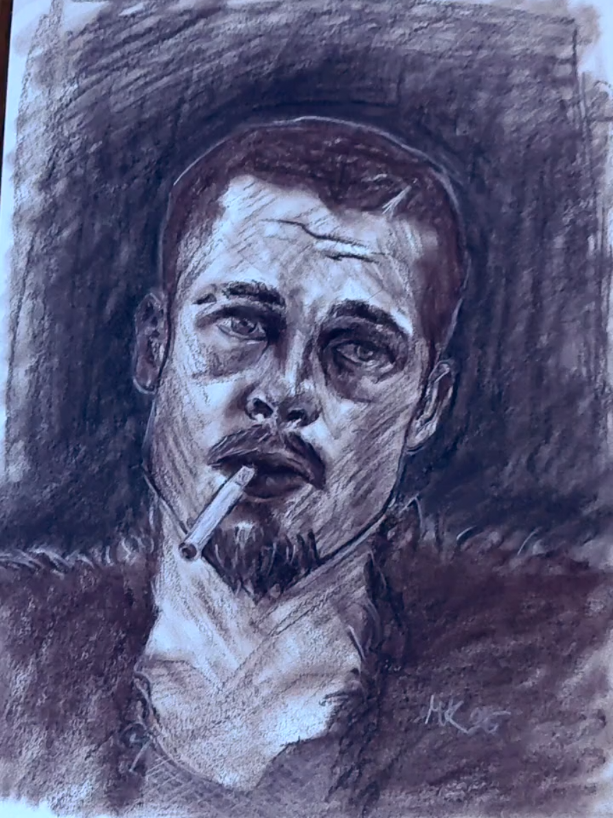 brad pitt. | #charcoal #drawing #art #fightclub #bradpitt 