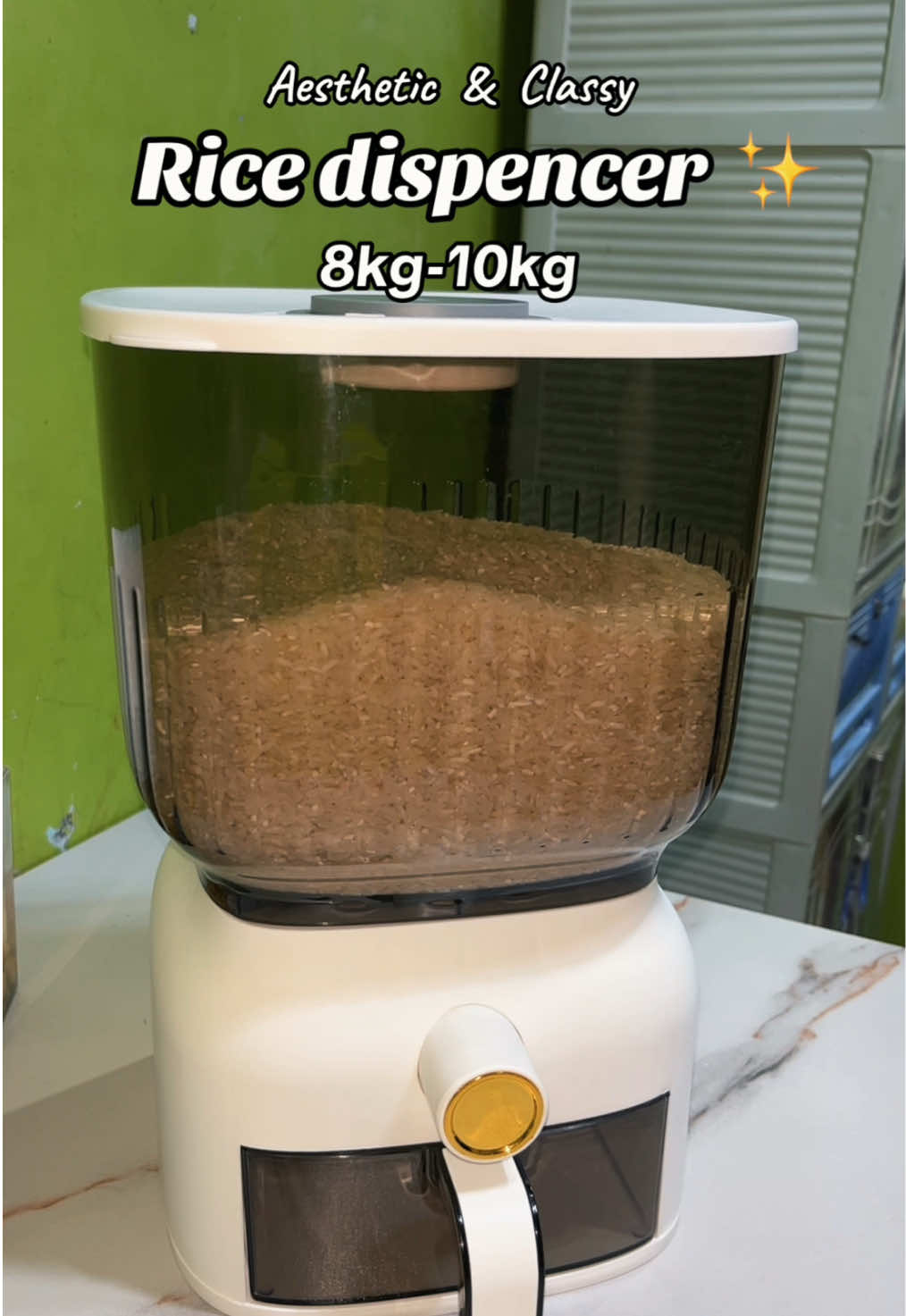 Switched to this rice dispenser, 🤍✨now my kitchen looks so clean and aesthetic! 😍 #homeessentials #ricedispenser #tiktokfinds #aesthetic #minimalist 