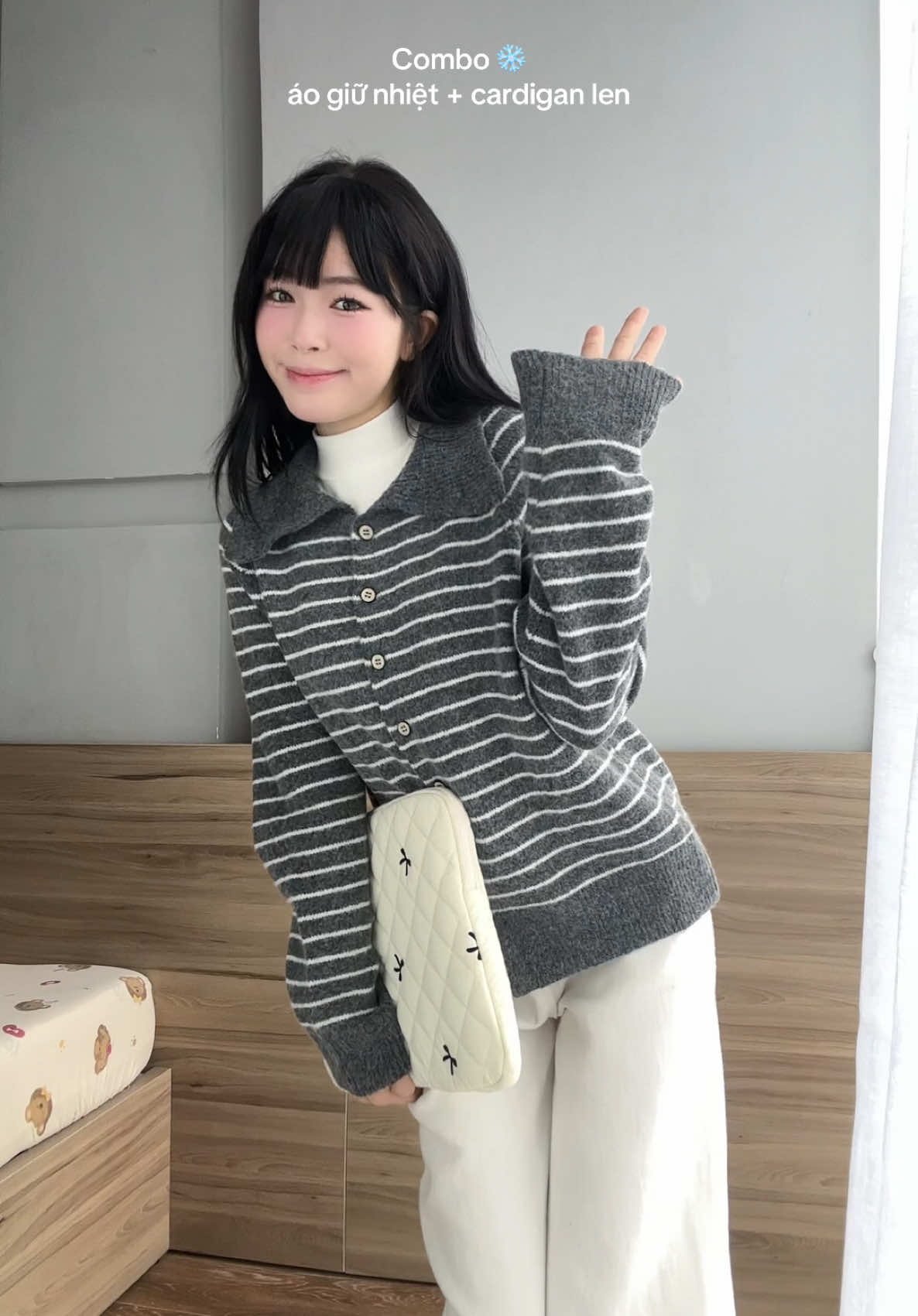 Đã ấm lại còn hàn xẻng nữa cơ #tryon #lendo #cardigan #cardiganlen#carkhoac #muadong #muadongkhonglanh 