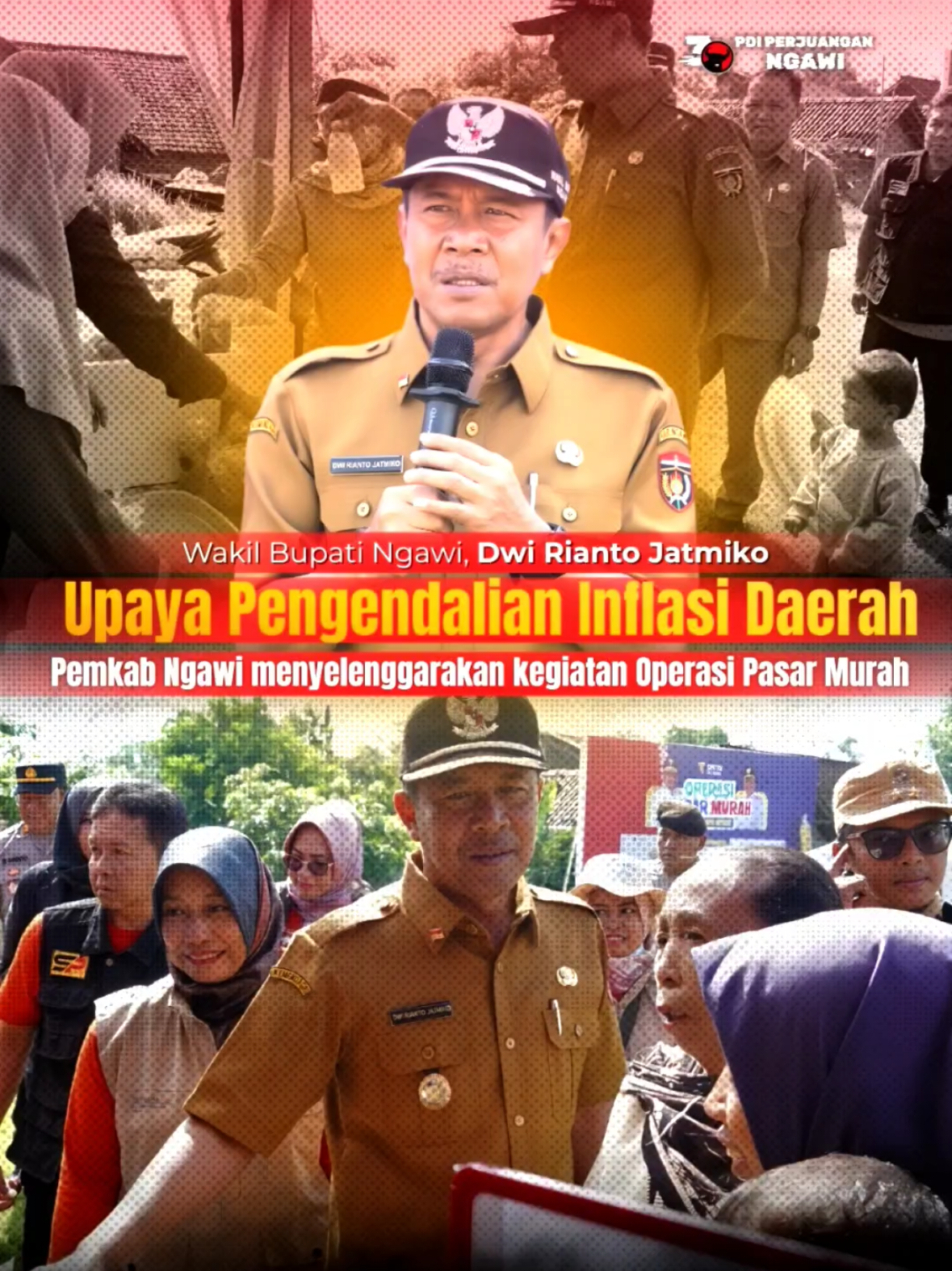 📍 Pasar Murah di Lapangan Desa Dadapan, Kecamatan Kendal Dalam rangka menjaga stabilisasi harga bahan pokok dan barang penting, serta sebagai bagian dari Upaya Pengendalian Inflasi Daerah, Pemerintah Kabupaten Ngawi menyelenggarakan kegiatan Operasi Pasar Murah yang dilaksanakan di Lapangan Desa Dadapan, Kecamatan Kendal. Kegiatan ini bertujuan untuk membantu masyarakat memperoleh kebutuhan pokok dengan harga terjangkau serta mendukung kestabilan ekonomi daerah. #PemkabNgawi #PasarMurah #PengendalianInflasi #NgawiBerdaya #NgawiSejahtera 