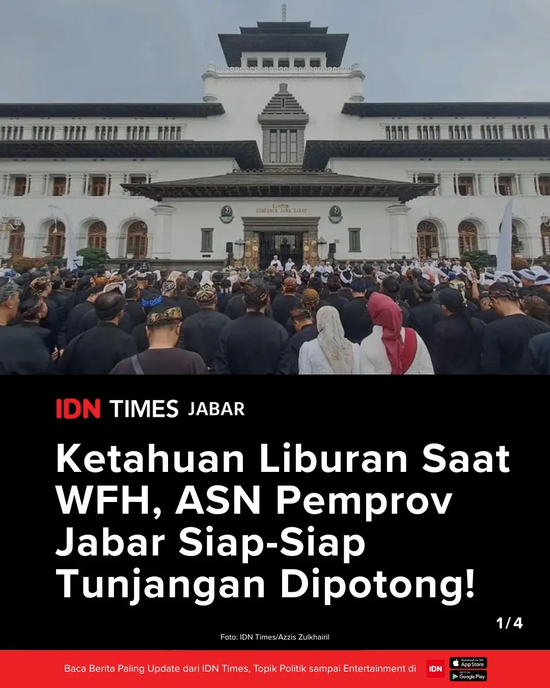 Pemerintah Provinsi Jawa Barat mulai melaksanakan uji coba Work From Home (WFH) seminggu satu kali setiap Kamis. Uji coba dilakukan pada bulan ini, November 2025. Bagi pegawai yang bermalas-malasan tunjanganya akan dikurangi. Kepala Badan Kepegawaian Daerah (BKD) Provinsi Jawa Barat, Dedi Sopandi mengatakan, aturan WFH ini berlaku untuk seluruh pegawai baik ASN dan juga Pegawai Pemerintah dengan Perjanjian Kerja (PPPK/P3K). Meski begitu, kepala unit perangkat masing-masing memiliki kewenangan untuk memantau bawahannya. 