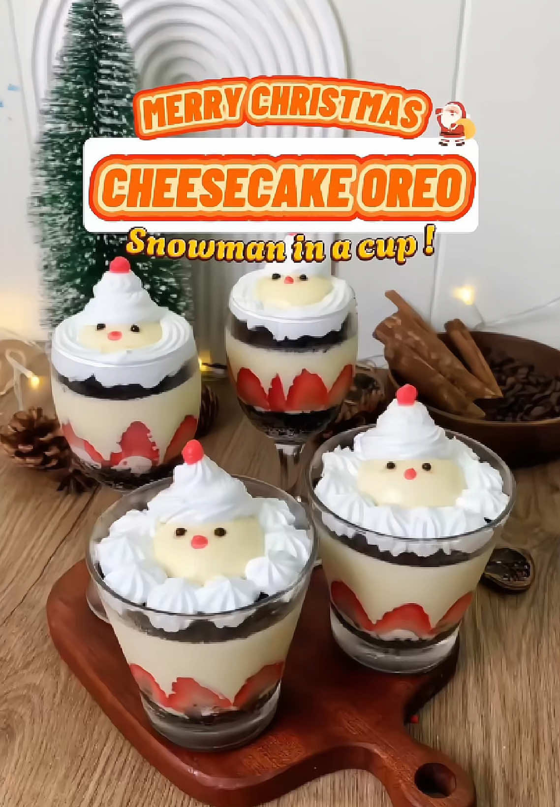 Cheesecake Oreo snowman in a cup cho Giáng Sinh thêm độc đáo #merrychristmas #christmasbaking #abbydolambanh #cheesecake #cheesecakeoreo 