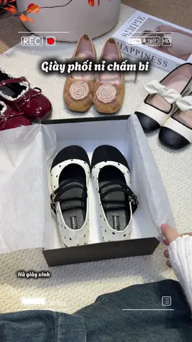 Giày búp bê bệt nữ phối chấm bi nỉ đi xinh tiểu thư lắm nha  #xuhuong #giaybetnu #giaynuxinh #giaybupbenu #hagiayxinh 