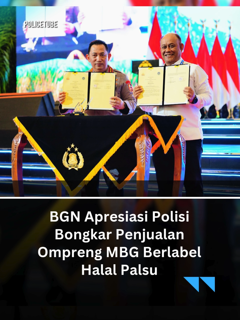 BGN Apresiasi Polisi Bongkar Produksi Ompreng MBG Palsu Barisan Generasi Nasional (BGN) memberikan apresiasi tinggi kepada Polisi atas keberhasilan membongkar produksi ompreng MBG palsu yang merugikan masyarakat dan mencoreng program pemerintah. Menurut BGN, langkah cepat Polisi menunjukkan keseriusan Polri dalam menjaga kepercayaan publik dan memastikan program Makan Bergizi Gratis (MBG) berjalan sesuai tujuan. Tindakan tegas terhadap pelaku pemalsuan diharapkan menjadi efek jera bagi pihak lain yang mencoba mengambil keuntungan pribadi. #Polri #Polisi #MBG #BGN #penegakanhukum 
