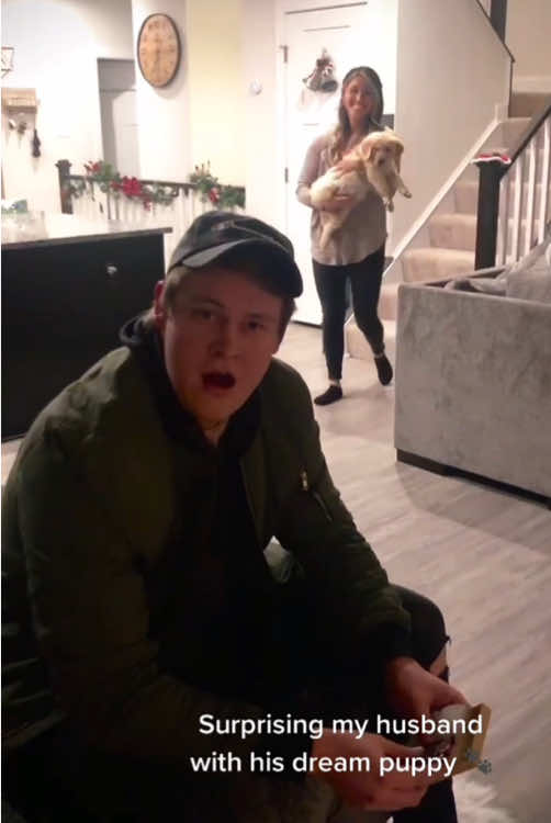 His reaction melted my heart 😭🐾#SurpriseGift #PuppyLove #CoupleGoals #DogLover #SweetMoment  