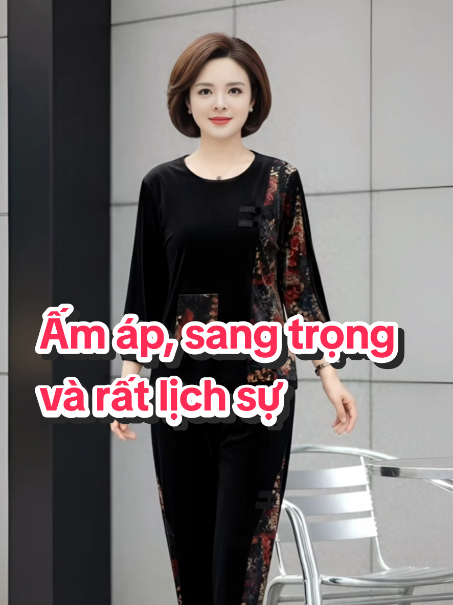 Bộ Nhung Tuyết Quý Phái. Mặc lên là tự khắc có thần thái sang trọng, thanh lịch. #thoitrangtrungnien #nhungtuyetcaocap #phongcachquyphai #thanhlich #thoitrangphunu