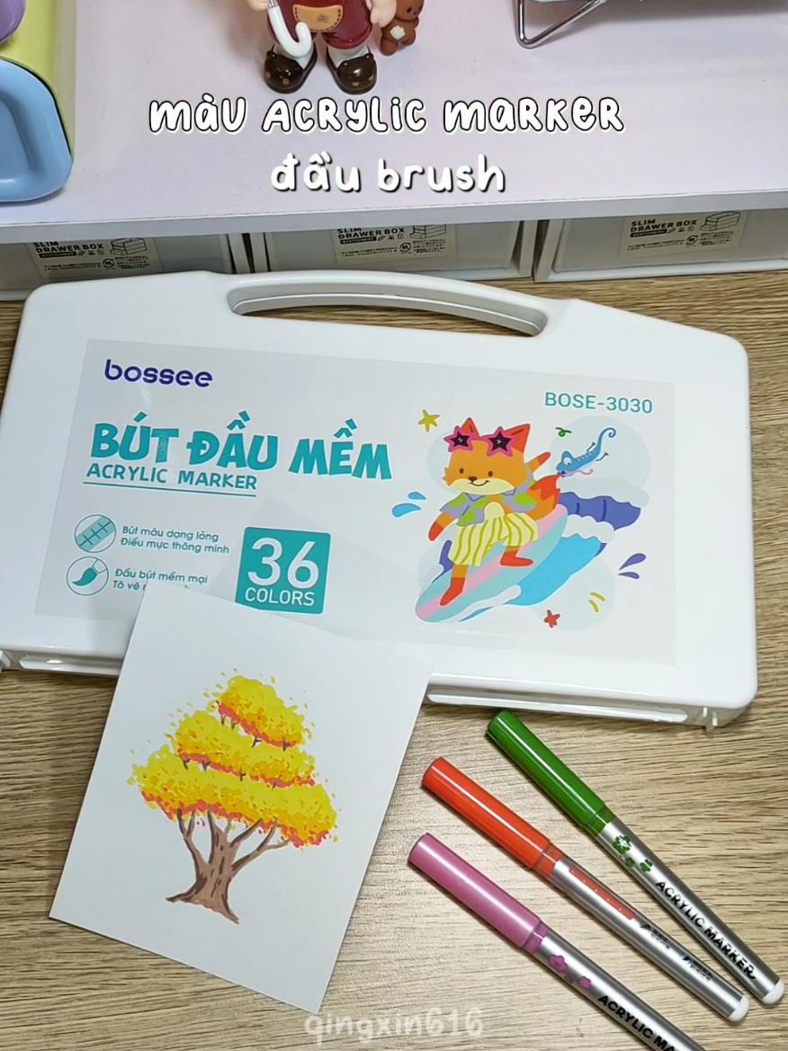 Em màu acrylic marker này tô vẽ xinh mà còn có thể viết chữ calligraphy nữa nha  #review #muataitiktok #acrylicmarker #qingxin616 #butmauacrylic 