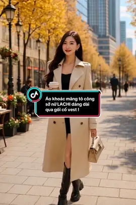 Áo khoác măng tô công sở nữ LACHI dáng dài qua gối cổ vest#thoitrangnu #thoitrang #aokhoac #aomangto #xuhuong 