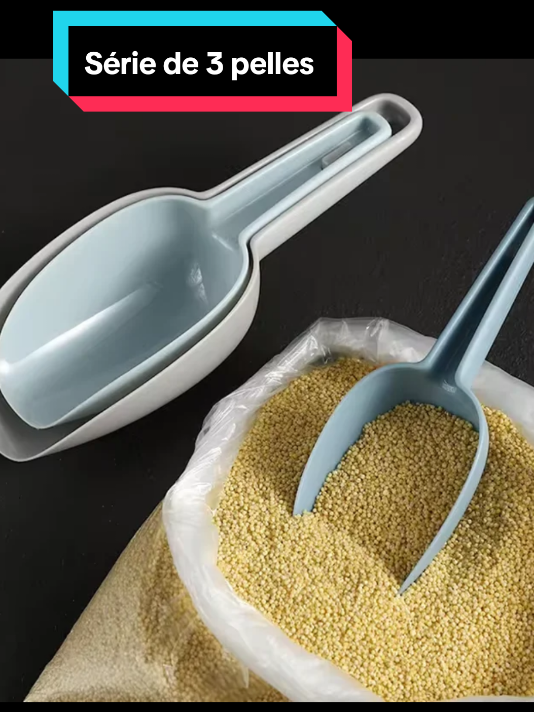 Série de 3 pelles en plastique, ustensiles indispensables pour servir les céréales, les glaçons etc  #shamomarket #benintiktok🇧🇯 #pelle #glacon #cereales 