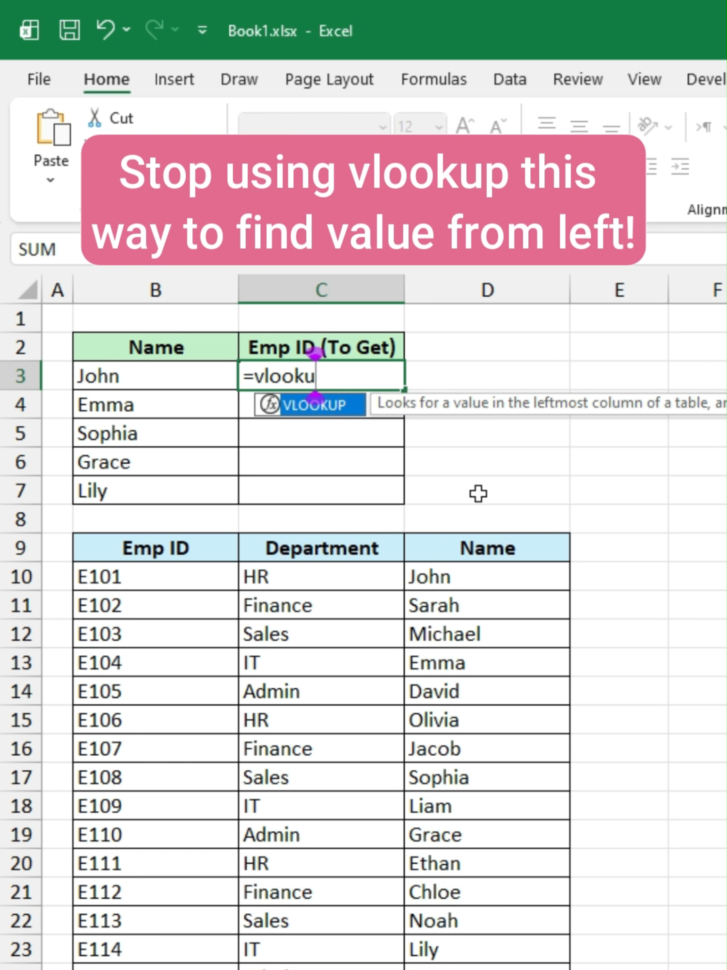 This VLOOKUP trick will blow your mind  #excel #tiktoktips #exceltutorial #learnexcelontiktok #excelhelp #productivityhacks #spreadsheetskills #microsoftexceltutorial #fypage #fyp #fypppppppppppppp