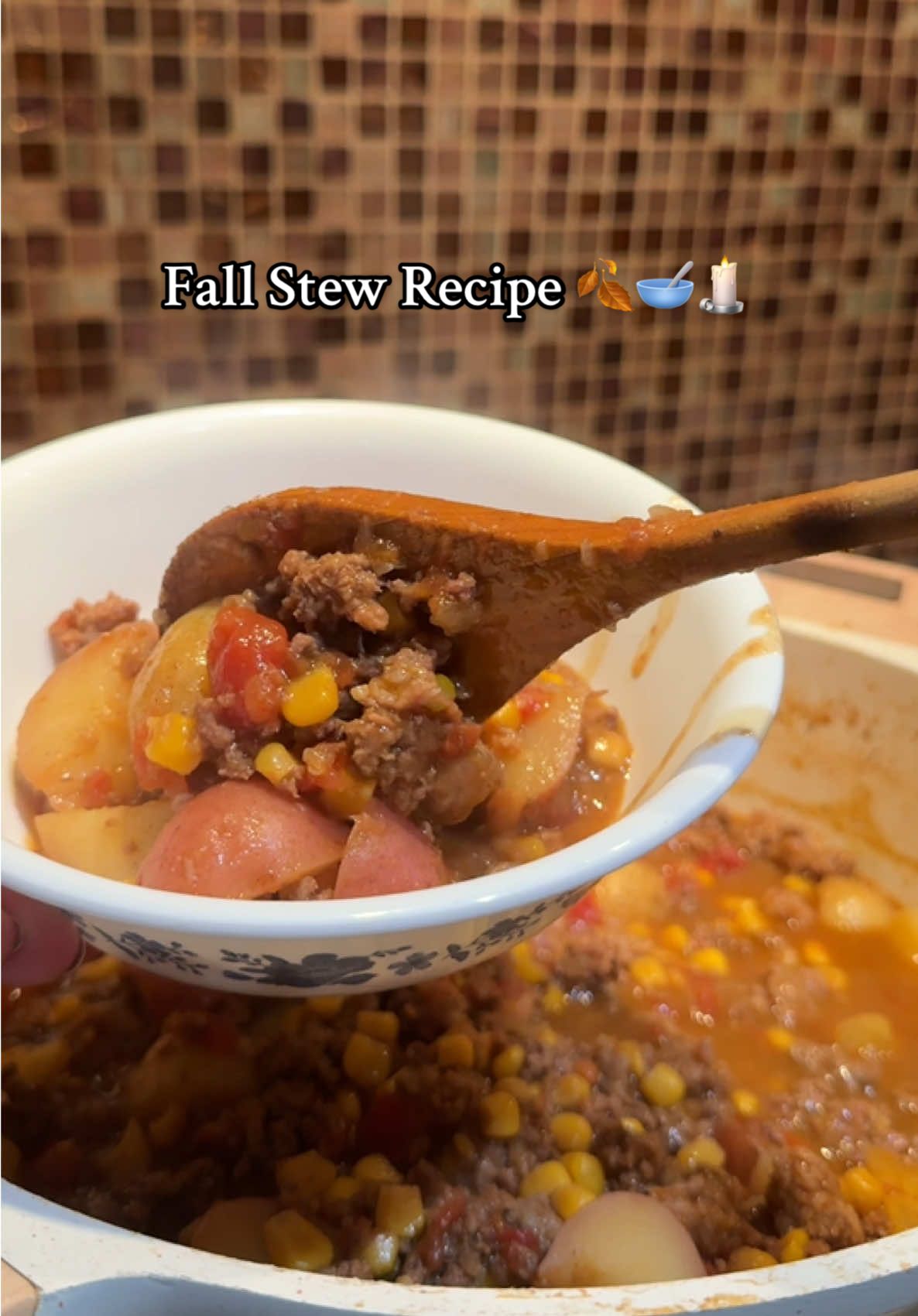 Fall stew season is my favorite 🍁 🍂 Recipe:  1 package of your choice of sausage - kielbasa, bratwurst, etc. (I used bratwurst) 1 package of lean ground beef Salt and pepper to taste 1 chopped white onion (can use yellow or white) 1 tablespoon garlic powder 1 tablespoon cumin 1 tablespoon chili powder  2 cans of Rotel  2 cans of corn 1 can baked beans  Chopped potatoes of your choice 2 cups of chicken, beef or vegetable broth  2 cups water  Cover with lid and simmer under medium-low heat for about 50-55 mins  Add more seasonings to your liking (salt, pepper, sazon, red pepper flakes, etc.) ✨ #stewrecipe #fallrecipe #soupseason #cozyvibes #fyp 