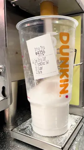 Large iced coffee 20 sugar skim milk 15 white chocolate swirl for doctor girl came at 5:00am 