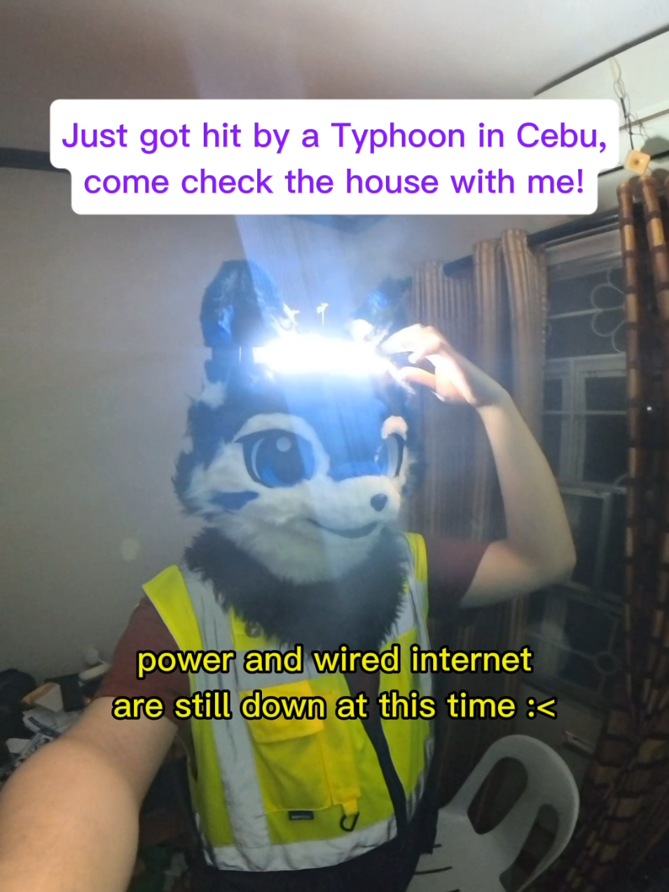 Just survived Typhoon Kalmaegi (Tino) but other furs living nearby aren't as lucky :< If you can, please donate or volunteer to local relief operations! #fursuit #furry #cebu #philippines 