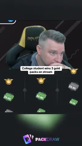 College student wins 3 gold packs on stream #kickstreaming 