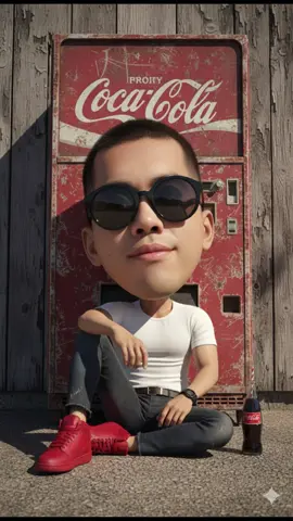 สร้างภาพด้วย Gemini Ai คอนเซป หนุ่มตัวการ์ตูนน่ารักๆ🤭🤭🤭 #เปิดการมองเห็นtiktok #tiktokuni #creatorsearchinsights2025 #เทรนวันนี้ #ตัวการ์ตูนน่ารักๆ สร้างภาพสมจริงคมชัดเหมือนภาพยนตร์ระดับ8K ชายหนุ่มคือฉัน คงหน้าต้นฉบับไว้100% ห้ามแก้ไขใบหน้าเด็ดขาด รูปเค้าโครงหน้า คิ้ว ตา จมูก ปาก ลักยิ้ม และห้ามมีริ้วรอยใดๆ สร้างรูปภาพให้มีมิติสมจริง สร้างภาพสมจริงเป็นรูปฉันที่ตัวจิ๋ว หัวโตมากกว่าปกติ ที่ดูทันสมัยและเท่ ฉันนั่งบนพื้นไขว้ขา พิงตู้กดน้ำอัดลมโบราณสีแดงที่ผุพังและมีร่องรอยการใช้งาน รายละเอียดของตัวฉัน ใบหน้า/ท่าทาง: หน้าเชิ่ดขึ้นเล็กน้อย มั่นใจและเท่ มีสไตล์ อมยิ้มเล็กน้อย ใส่แว่นกันแดดสีดำทรงกลมใหญ่ มองกล้อง มีขวดโค้กที่มีหลอดดูดน้ำ วางอยู่ข้างๆ เสื้อผ้า: เสื้อสีขาวพอดีตัว กางเกงยีนส์ขายาวที่ชายรุ่ยสีดำ มีเข็มขัดสีเข้ม และสวมรองเท้าหนัไนกี้สีแดง สวมนาฬิกาสีดำ รายละเอียดของฉากหลัง/องค์ประกอบ: ตู้กดน้ำ: ตู้กดน้ำอัดลม Coca-Cola สีแดงเลือดนก/สนิม (Rustic Red) มีตัวอักษร 