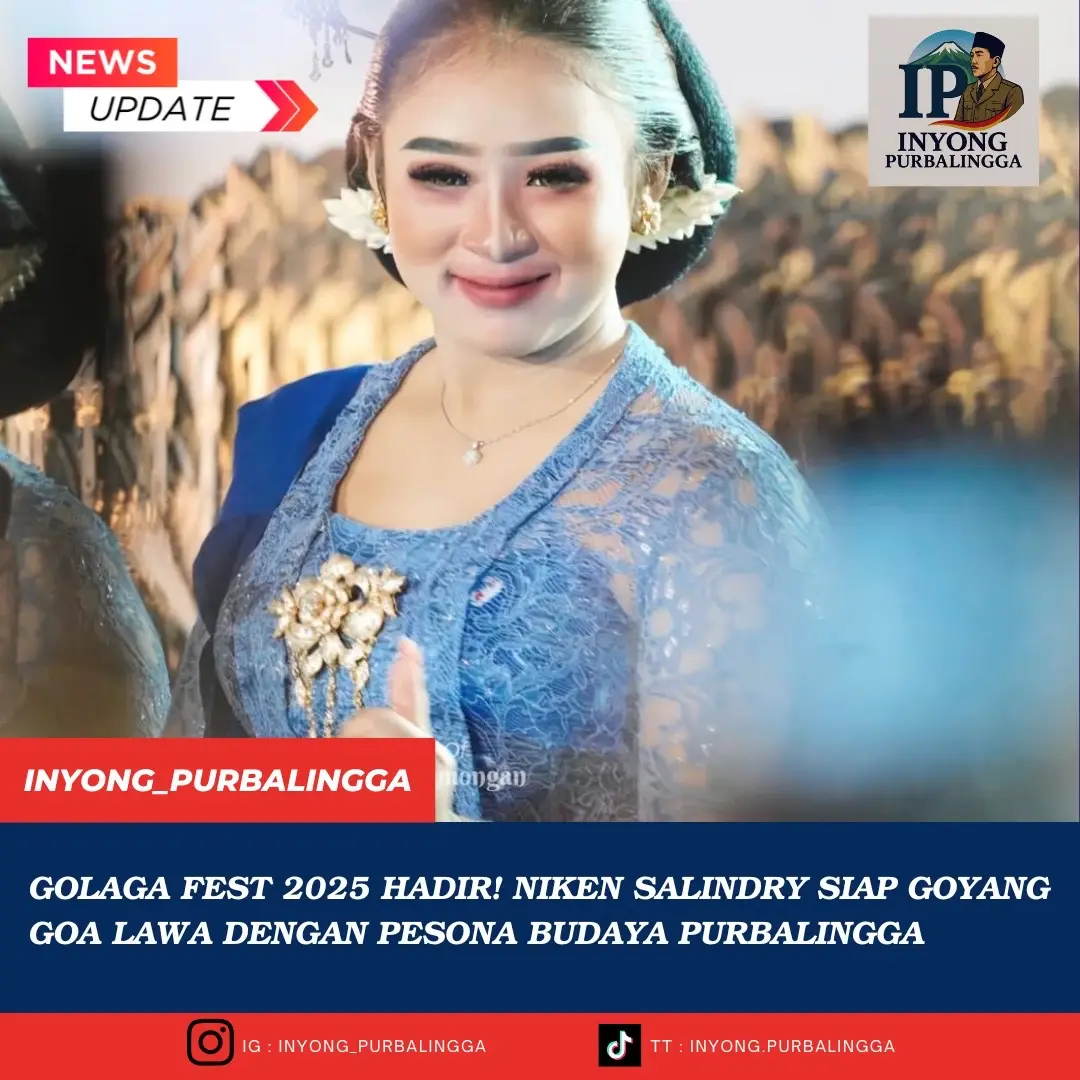 PURBALINGGA – Dalam rangka HUT Goa Lawa Purbalingga (Golaga) ke-46, event budaya terbesar di kaki Gunung Slamet kembali digelar lewat Golaga Fest 2025.  Acara ini akan menghadirkan pertunjukan spektakuler yang memadukan musik tradisional, sendratari, dan kesenian kentongan khas Banyumasan. Bintang utama Niken Salindry siap memukau panggung dengan penampilannya yang anggun dan khas Jawa. Tak hanya itu, kehadiran Kang Tarmin Ngaklak dan Sigit Blewuk bakal menambah tawa dan keceriaan suasana. Festival ini akan digelar pada: 📅 Minggu, 23 November 2025 📍 Goa Lawa Purbalingga, Desa Siwarak, Karangreja 🕘 Pukul 09.00 WIB – selesai Harga tiket masuk sangat terjangkau: 🎟️ Reguler Rp 25.000 🎟️ VIP Rp 75.000 Jangan lewatkan momen seru merayakan budaya, musik, dan kebersamaan di tengah keindahan alam Golaga. Segera pesan tiketmu dan jadi bagian dari kemeriahan Golaga Fest 2025! 📲 Reservasi tiket online: bit.ly/GOLAGAFEST2025 📞 Hotline: 0811 2824 777 / 0851 5739 0093 #GolagaFestival2025 #NikenSalindry #PurbalinggaKeren #FestivalBudaya #GoalawaPurbalingga     