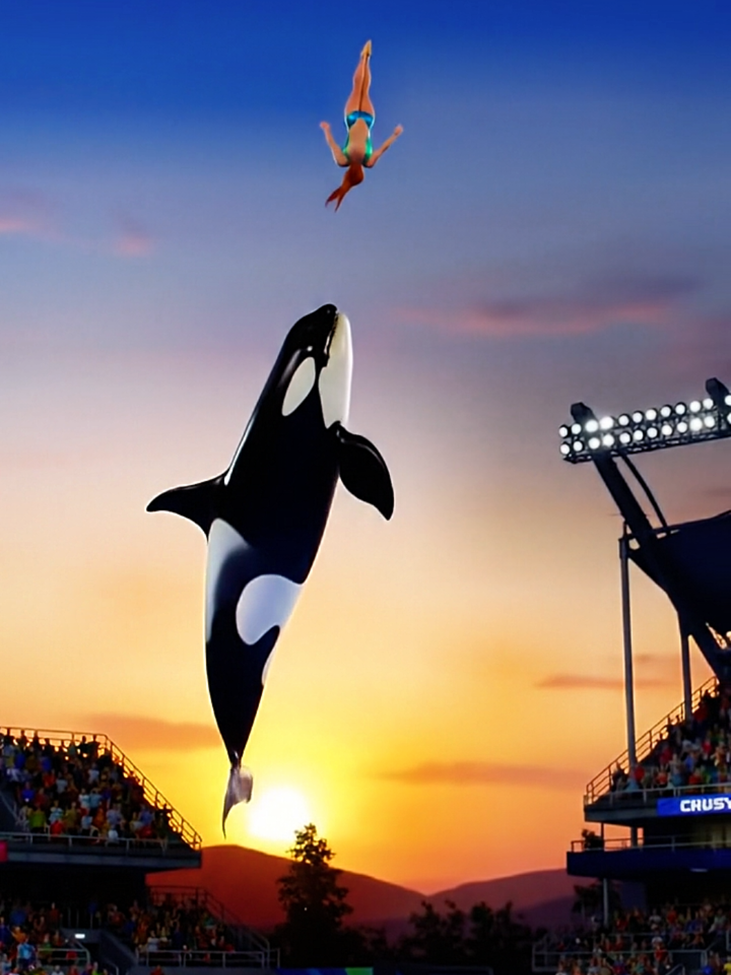 “The Giant Leap – Jessica & The Orca Defy Gravity”#Jessica #orca #dolphinshow #oceanshow #fyp 