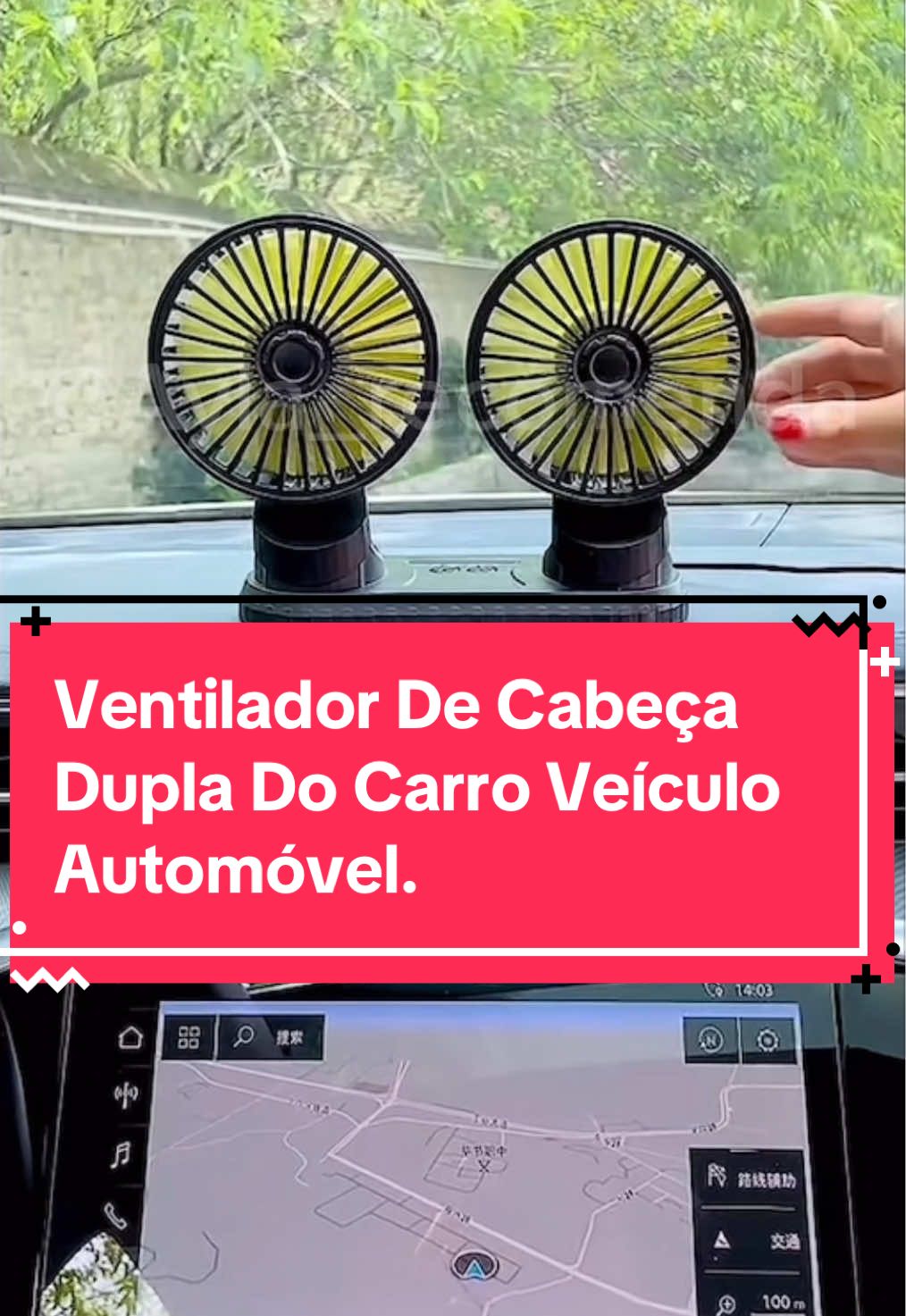 Ventilador De Cabeça Dupla Do Carro Veículo Automóvel. #ventilador #ventiladorportatil #carro #tiktokshop1111br #tiktokshopblackfridaybr 