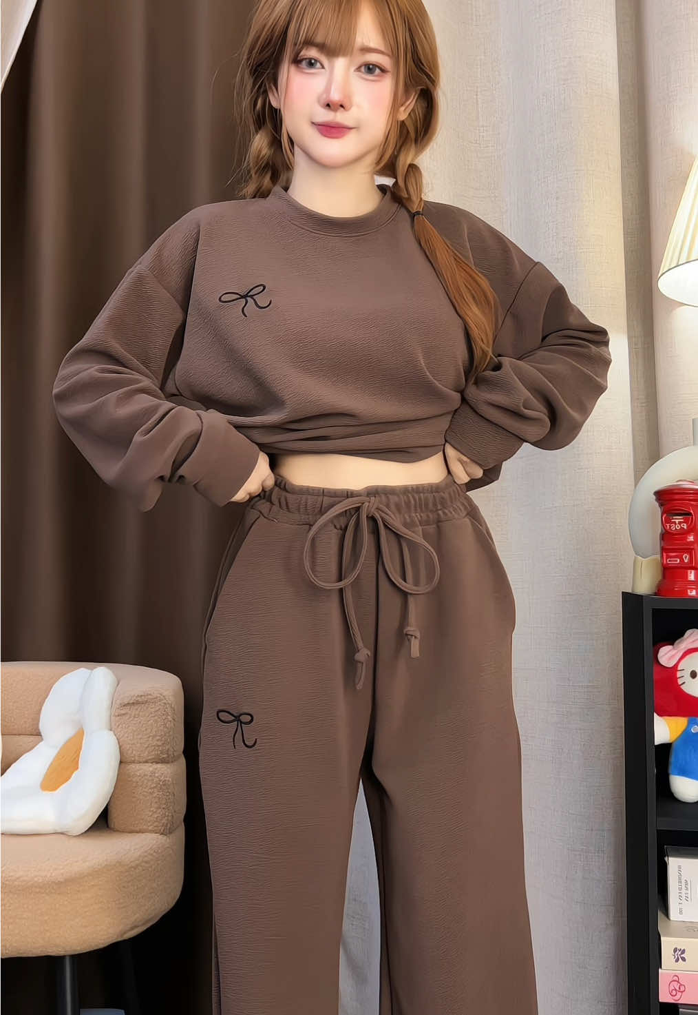 ชุดเซ็ต 2 ชิ้น เสื้อแขนยาว กางเกงขายาว🤎