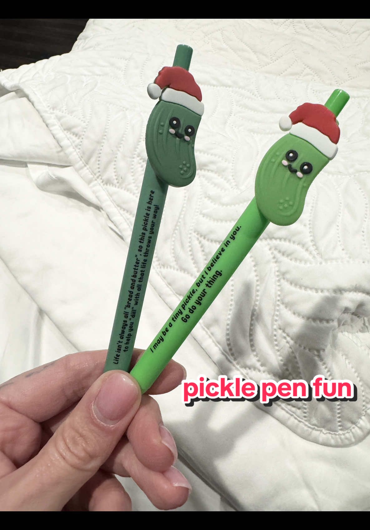 love to surprise people so why not give my coworkers a little happy surprise on a random Tuesday morning! #pickles #pens #creatorsearchinsights #worklife #fun 